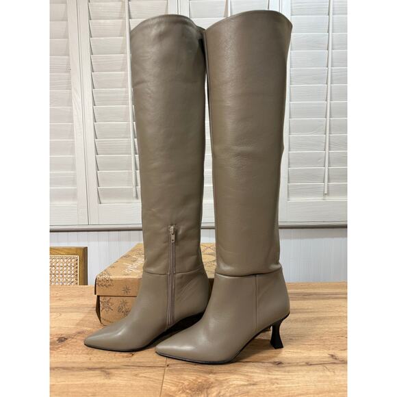 Free People Rocky Slouch Boots Grey/Nickel Leather Sz 6 US 36 EU NIB Modern Chic - Picture 5 of 16